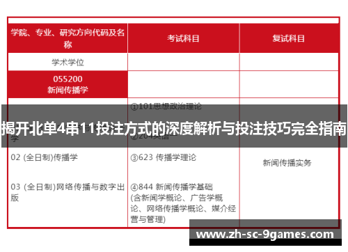 揭开北单4串11投注方式的深度解析与投注技巧完全指南 揭开北单4串11投注方式的深度解析与投注技巧完全指南