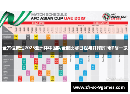 全方位梳理2025亚洲杯中国队全部比赛日程与开球时间详尽一览